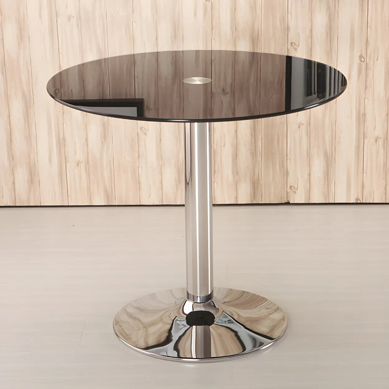 Lighom modern round scratch-resistant black dining tables in glass — 27.6"L x 27.6"W x 29.5"H