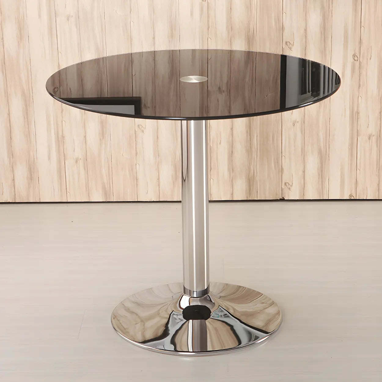 Lighom modern round scratch-resistant black dining tables in glass — 27.6"L x 27.6"W x 29.5"H