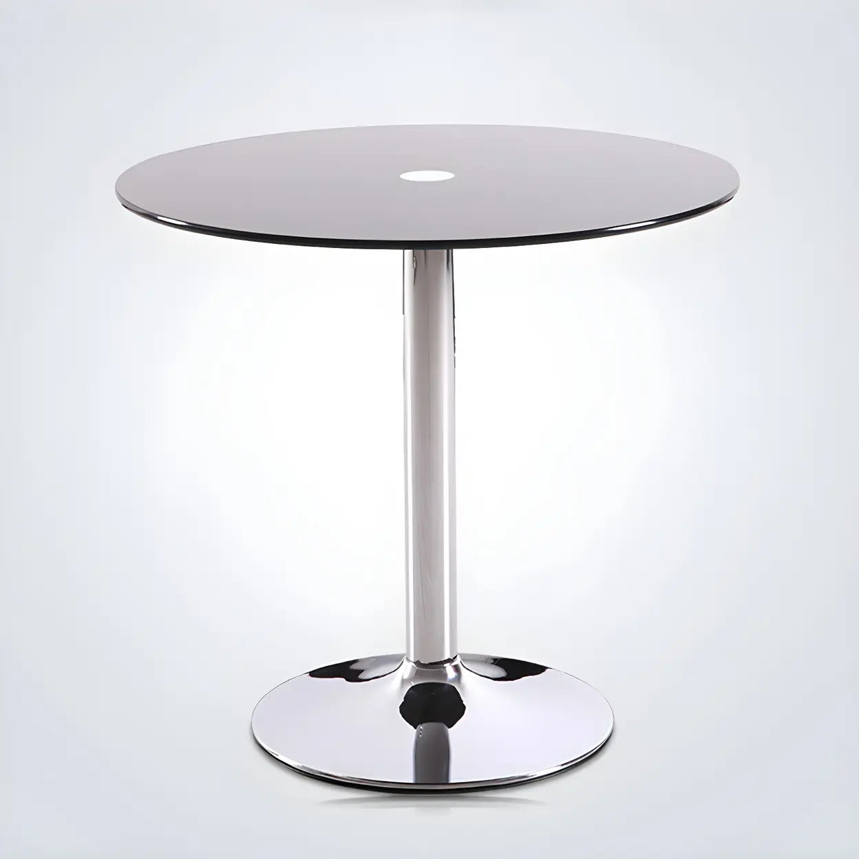 Modern round scratch-resistant black glass dining tables, Lighom — 27.6"L x 27.6"W x 29.5"H / Clear
