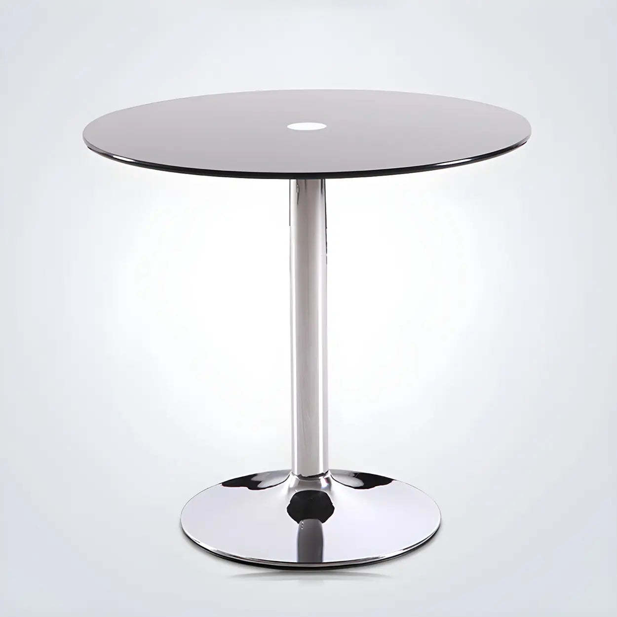 Modern round scratch-resistant black glass dining tables, Lighom — 27.6"L x 27.6"W x 29.5"H / Clear