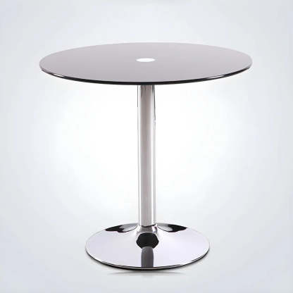 Modern round scratch-resistant black glass dining tables, Lighom — 27.6"L x 27.6"W x 29.5"H / Clear