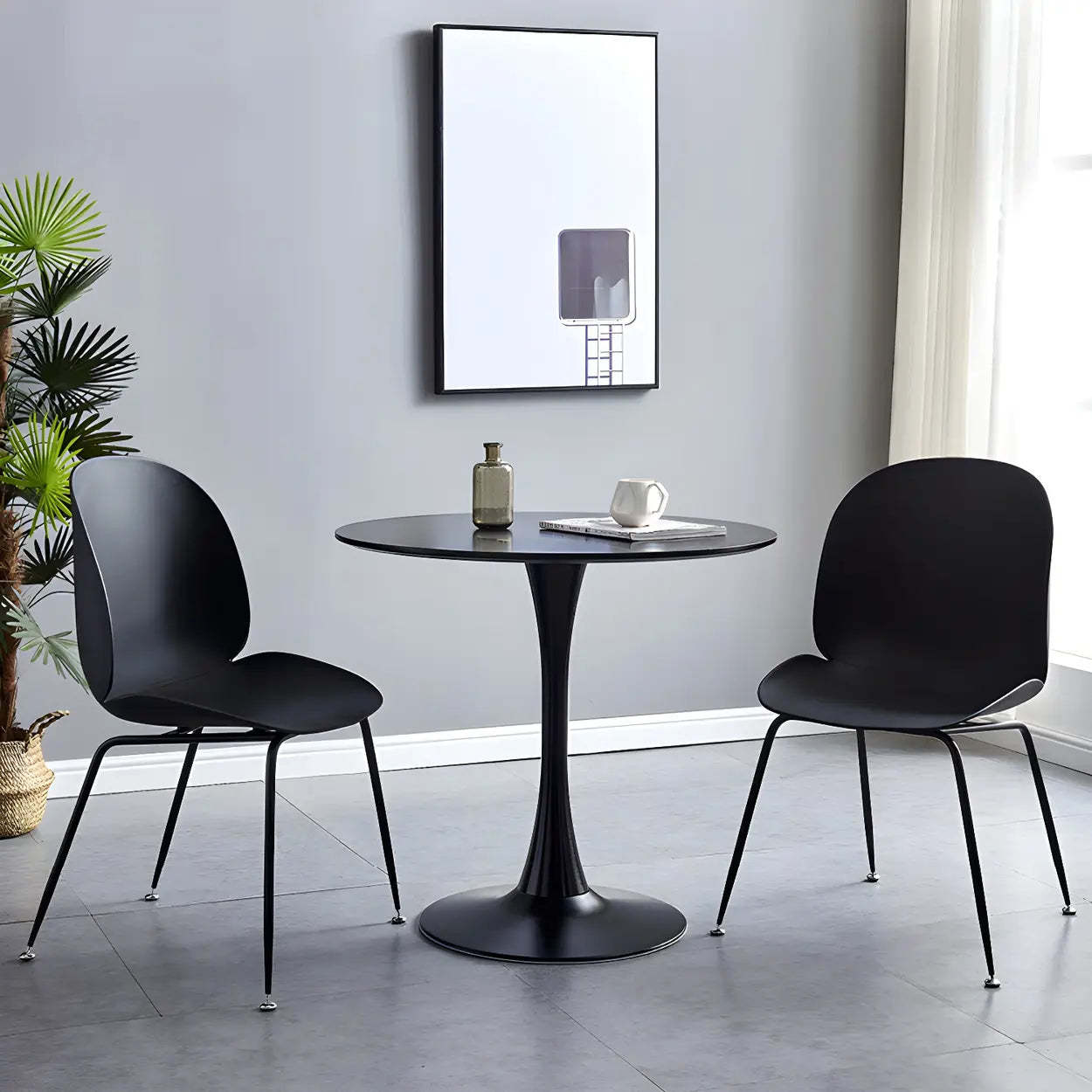 Modern round scratch-resistant wood dining tables — 27.6"L x 27.6"W x 28.7"H / White