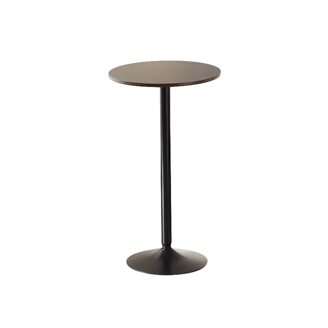 Minimalist Small Round Pine Wood Bar Table — Black / Silver / Table Only