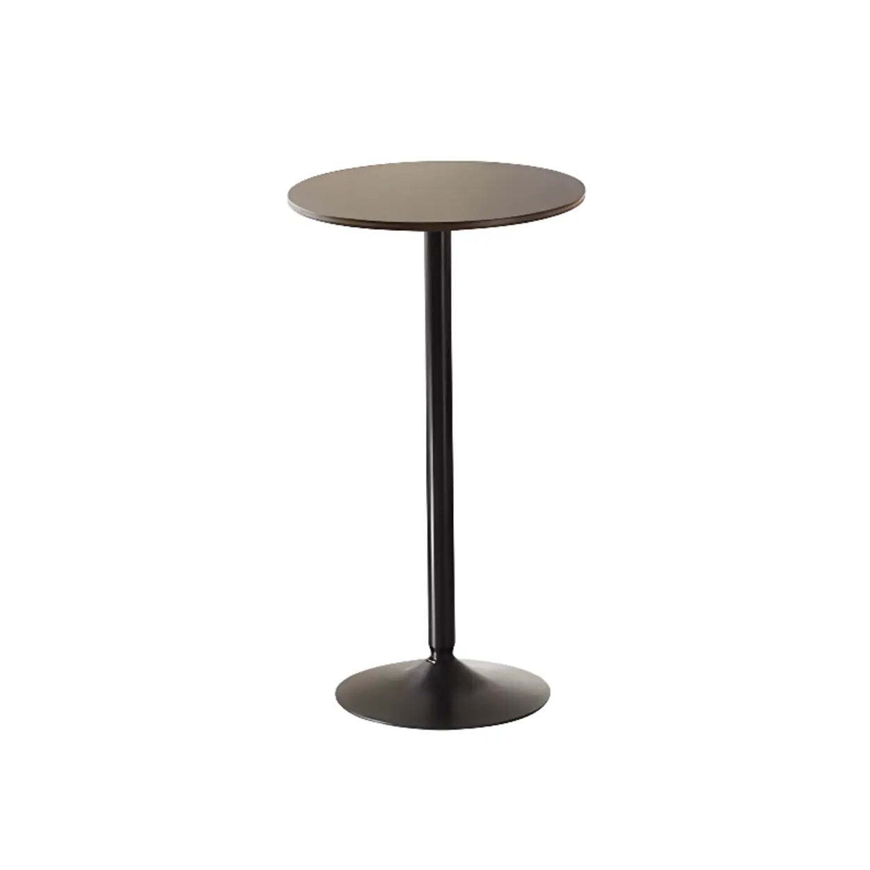 Minimalist Small Round Pine Wood Bar Table — Black / Silver / Table Only