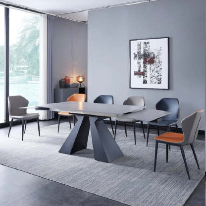 Minimalist Gray Smoke Slate Dining Table — Without Chairs / Light Grey
