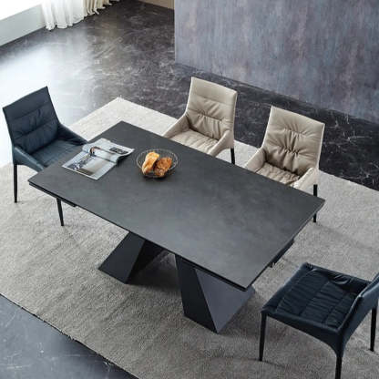 Minimalist Gray Smoke Slate Dining Table — Without Chairs / Dark Grey