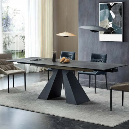 Minimalist Gray Smoke Slate Dining Table — Without Chairs / Light Grey