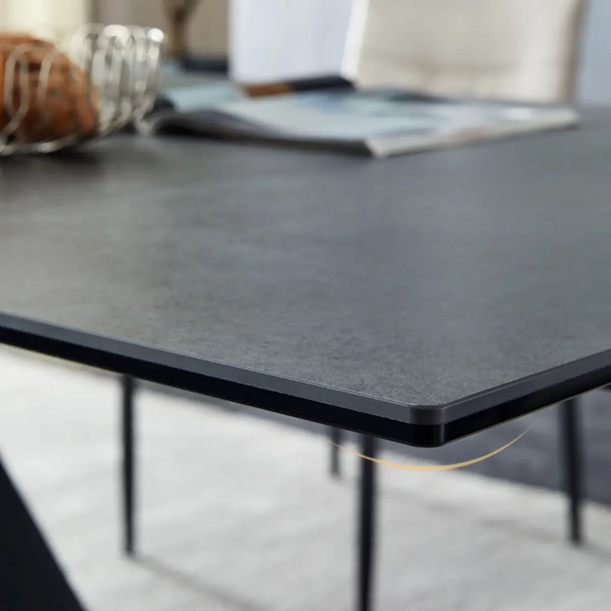 Minimalist Gray Smoke Slate Dining Table
