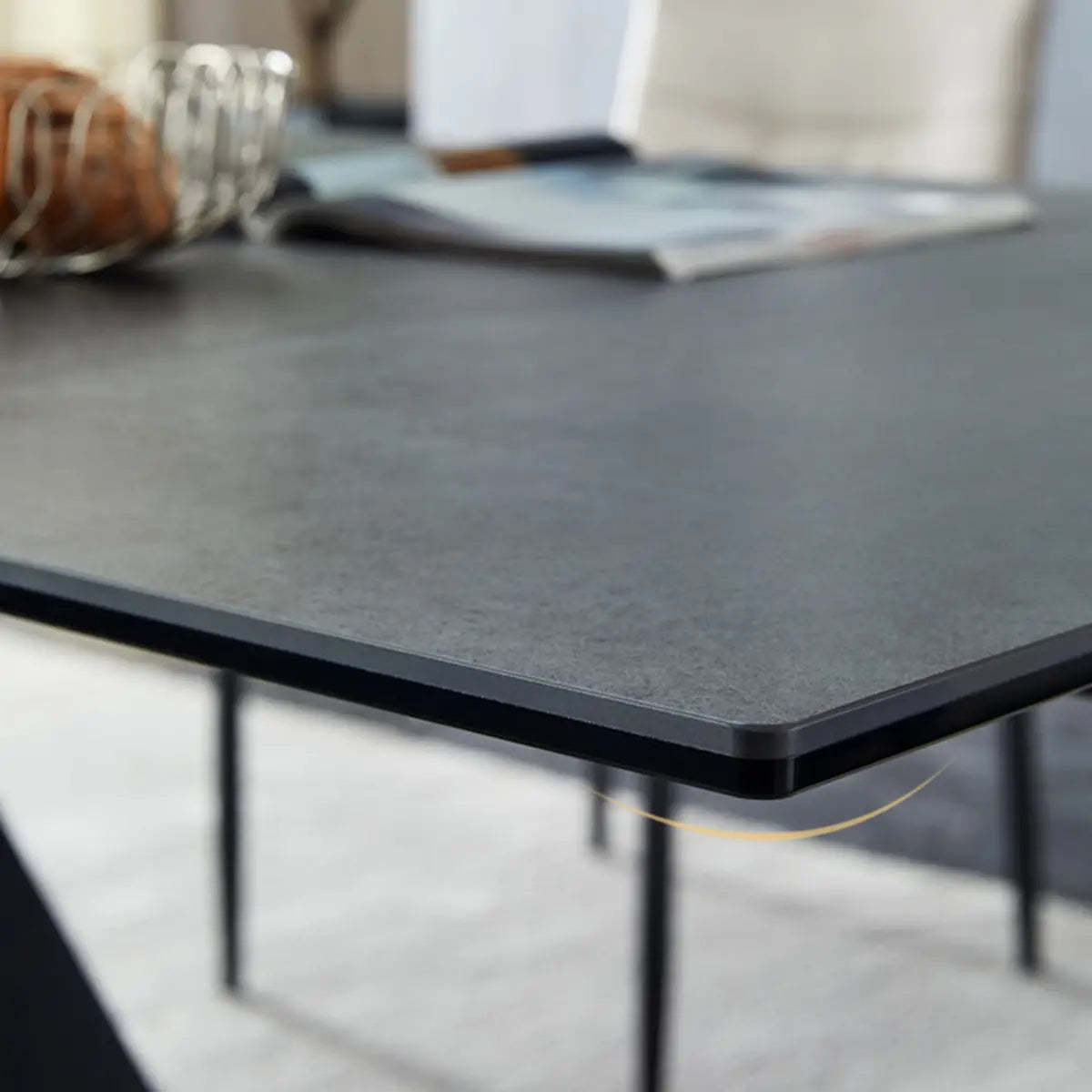 Minimalist Gray Smoke Slate Dining Table