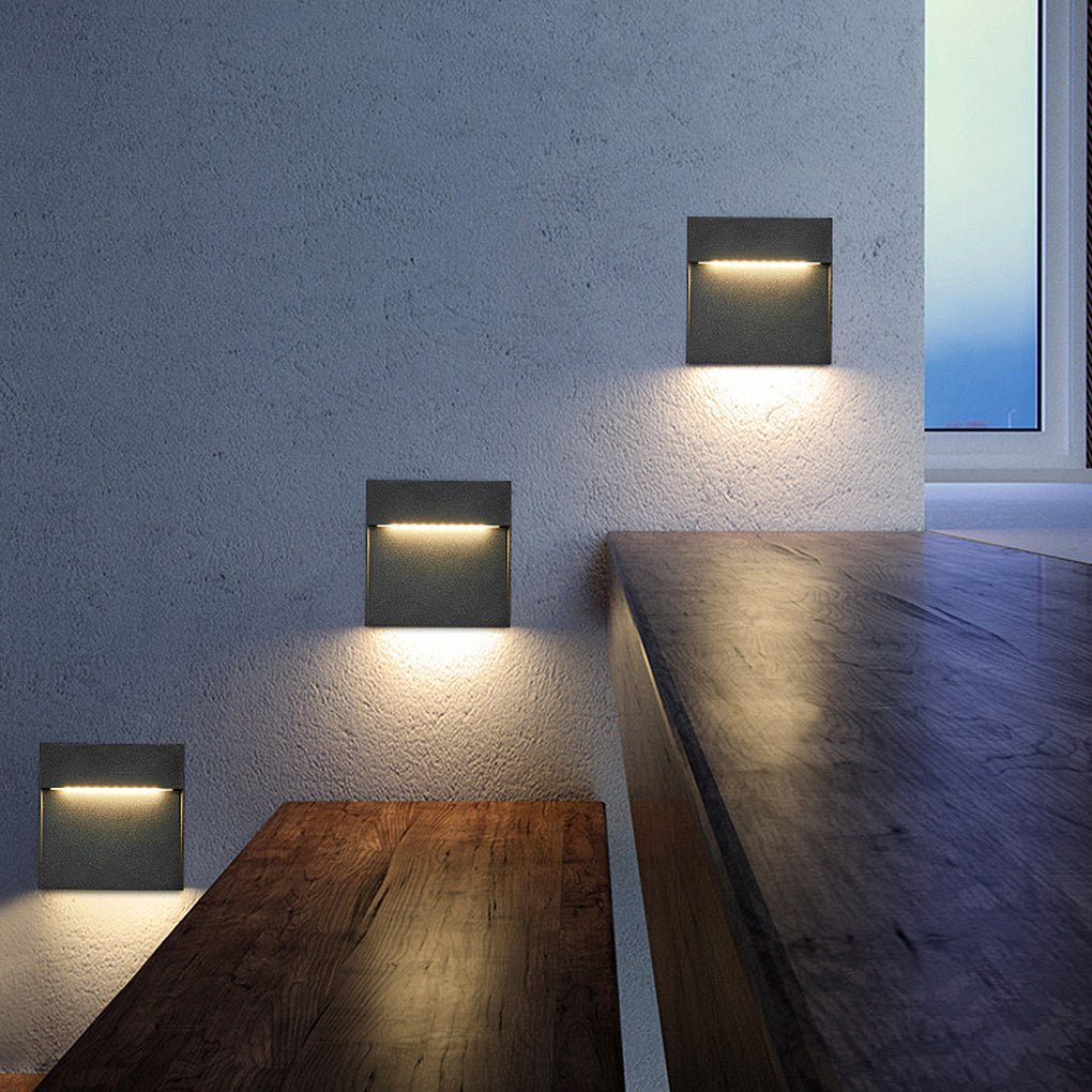 Minimalist Square Waterproof Stair Lights Step Lights Outdoor Wall Lights Stairway Sconces-Lighom