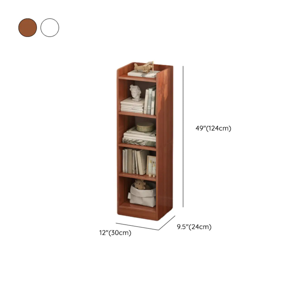 Modern narrow corner white bookcases in wood fabric