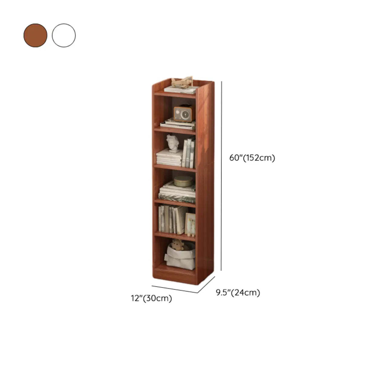 Modern corner narrow white bookcases