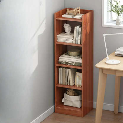 Minimalist Narrow Corner Bookcase — Warm White