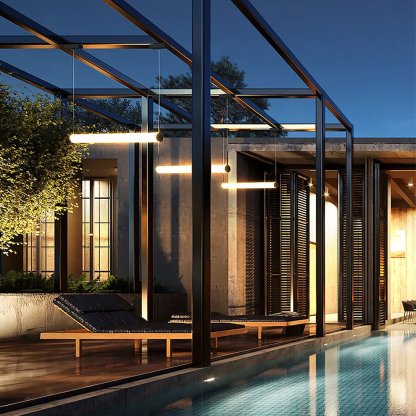 Minimalist Waterproof Outdoor LED Chandelier Landscape Decorative Lighting for Courtyard Aisle-Lighom