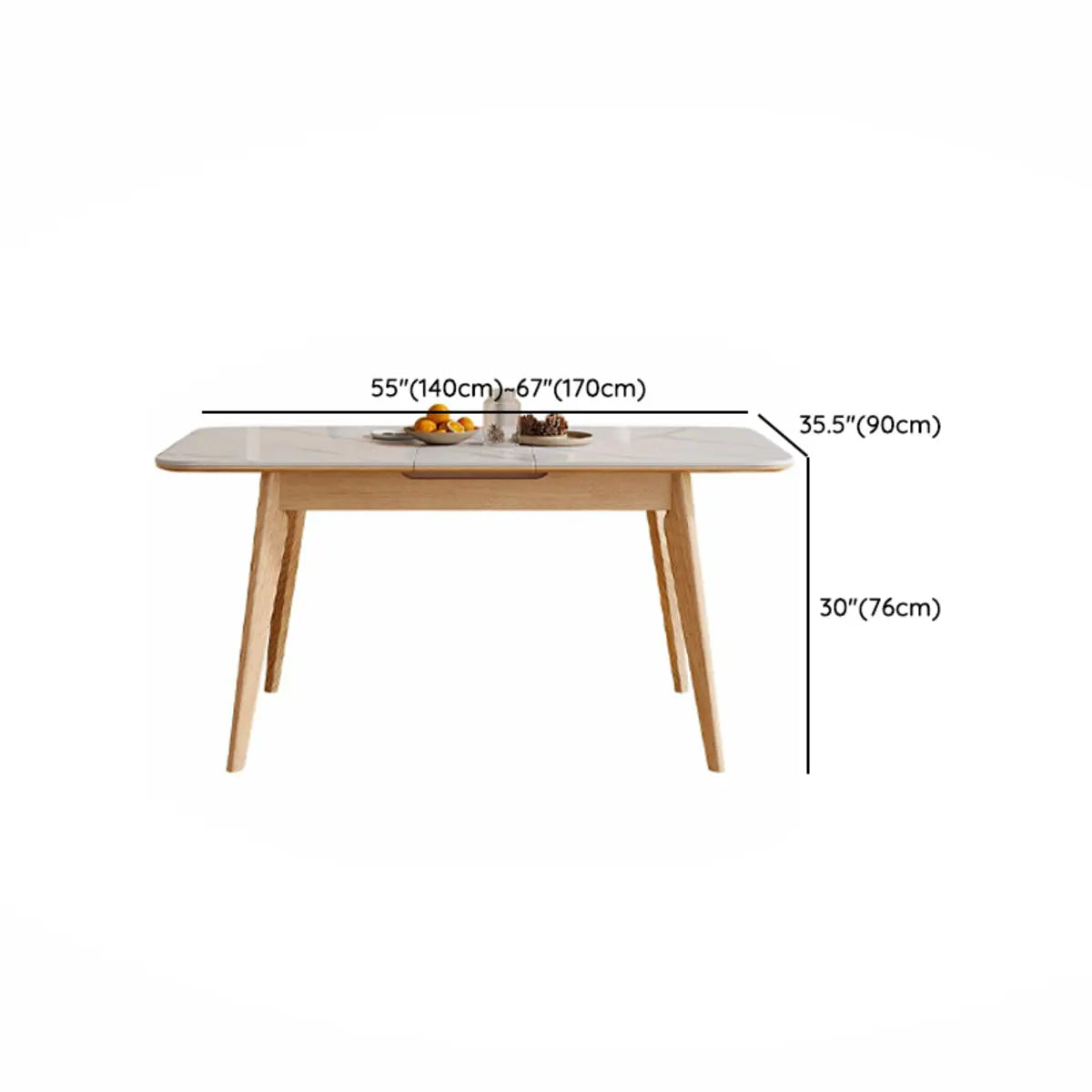 Minimalist White Extendable Rectangular Wood Dining Table