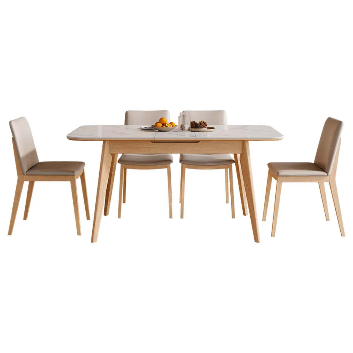 Minimalist White Extendable Rectangular Wood Dining Table