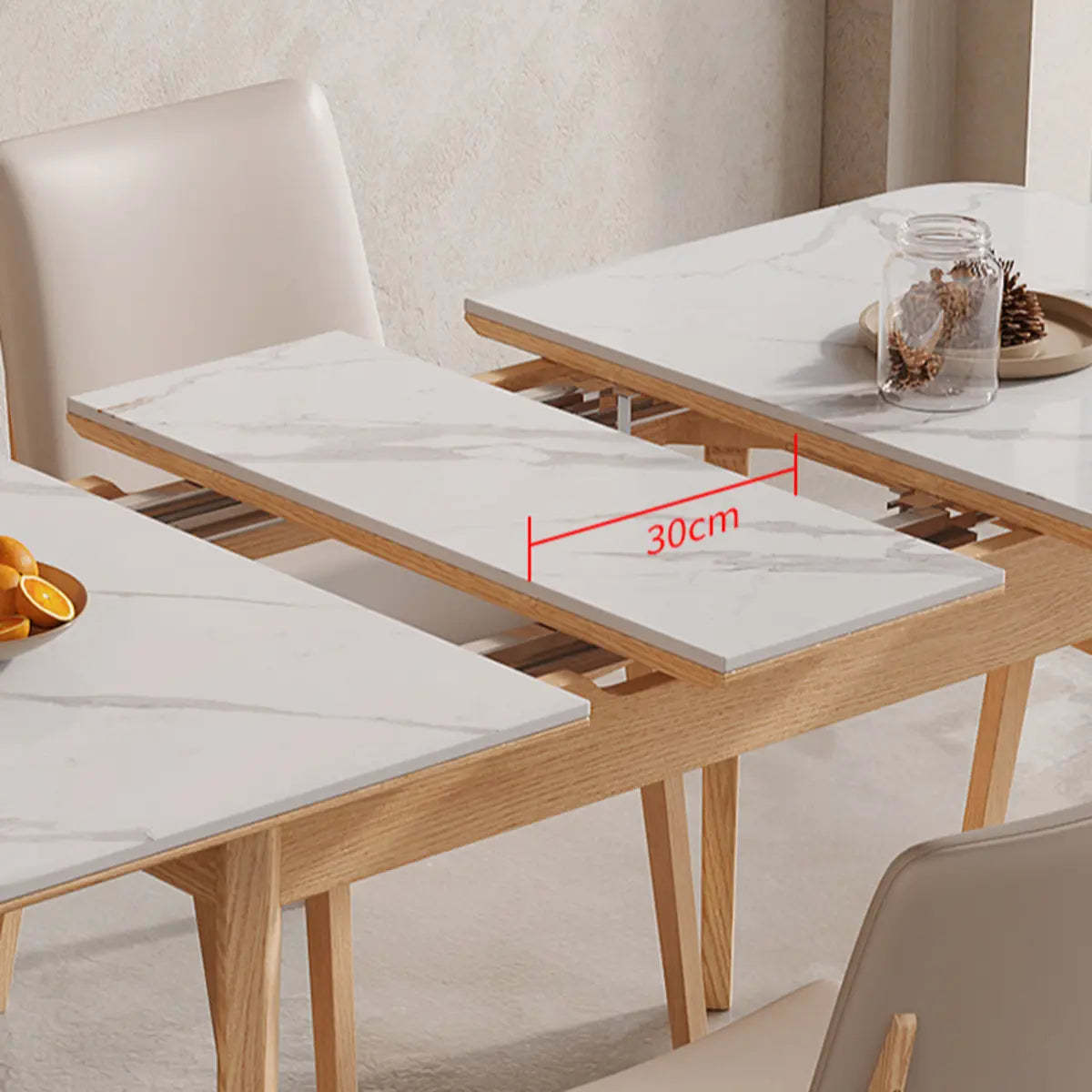 Minimalist White Extendable Rectangular Wood Dining Table