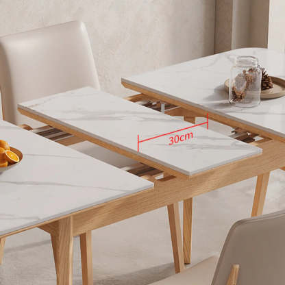 Minimalist White Extendable Rectangular Wood Dining Table