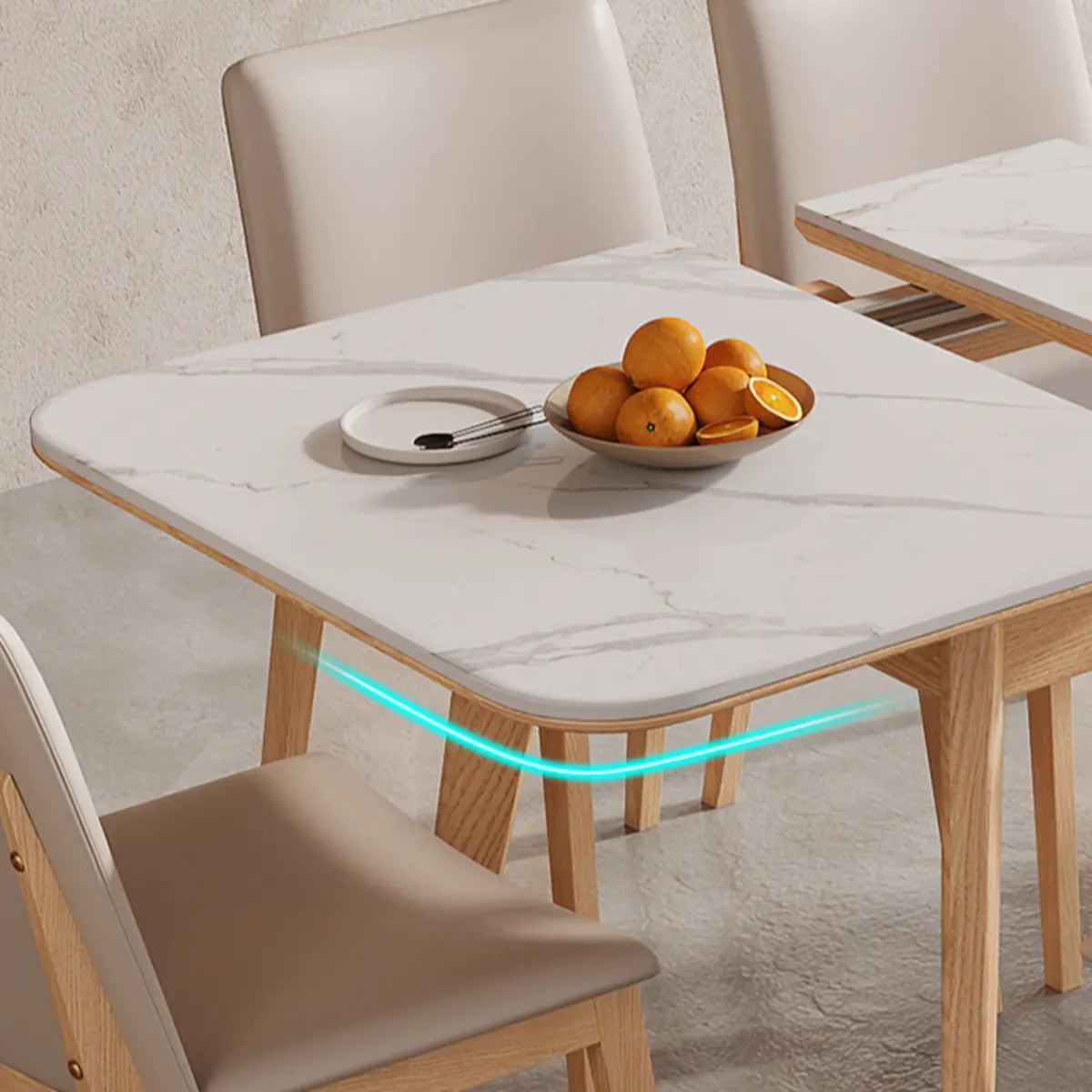 Minimalist White Extendable Rectangular Wood Dining Table