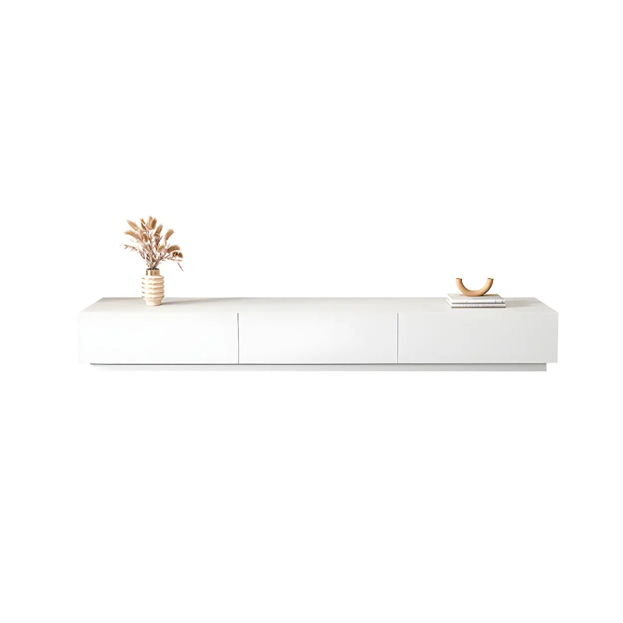 Minimalist White Wood TV Stand with Drawers