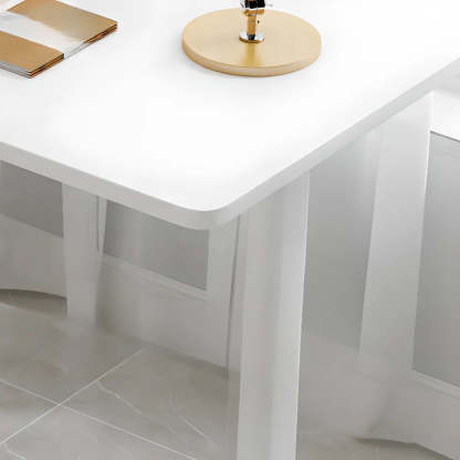 Minimalist White Lumber T-Shape Writing Desk — Without Chairs / Black