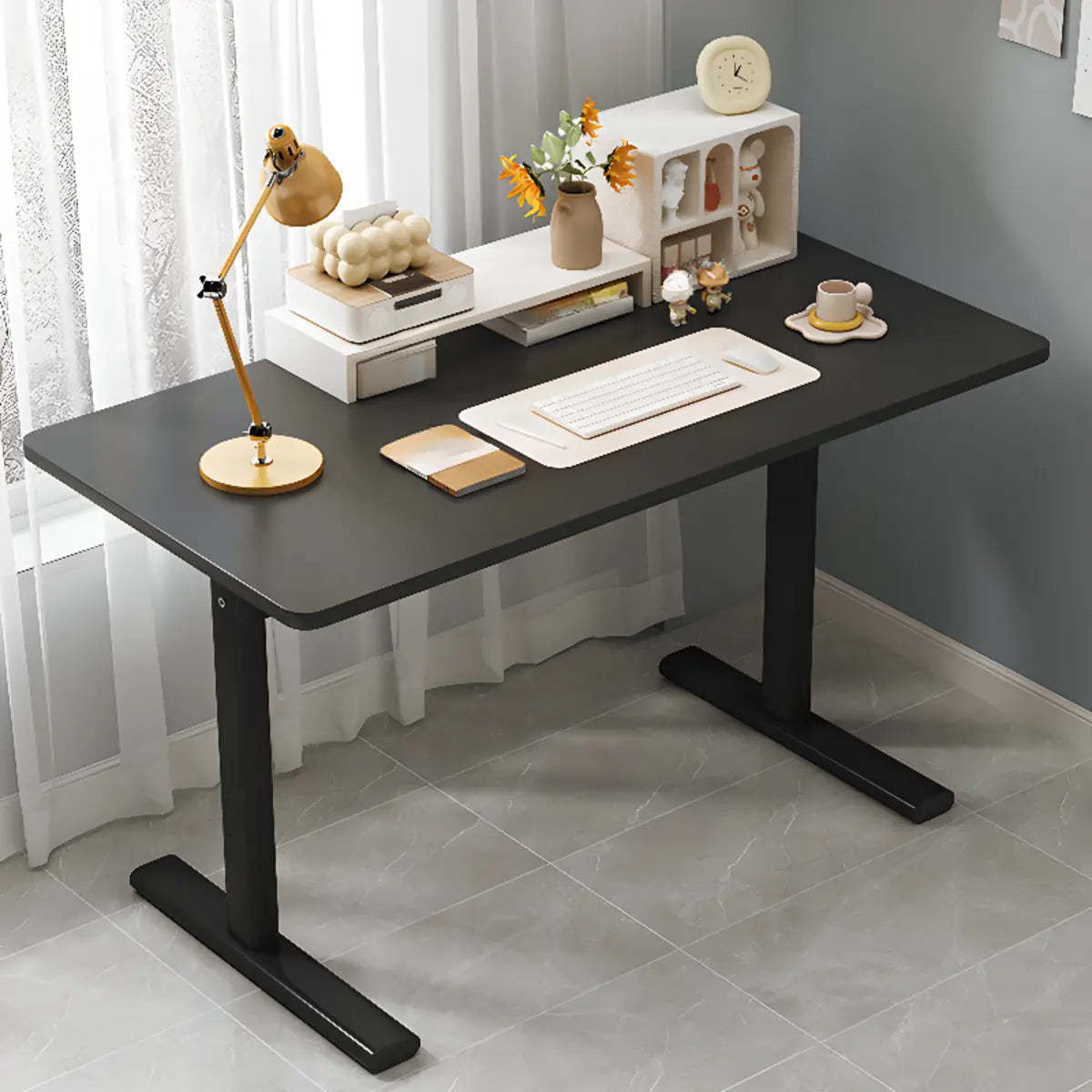 Modern writing lumber desks in wood — 31" L x 16" W x 30" H / Black / Black