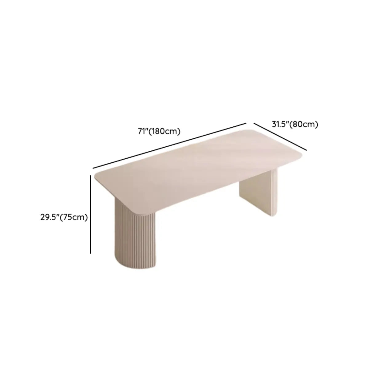 Minimalist White Rectangular Stone Conference Table for 6