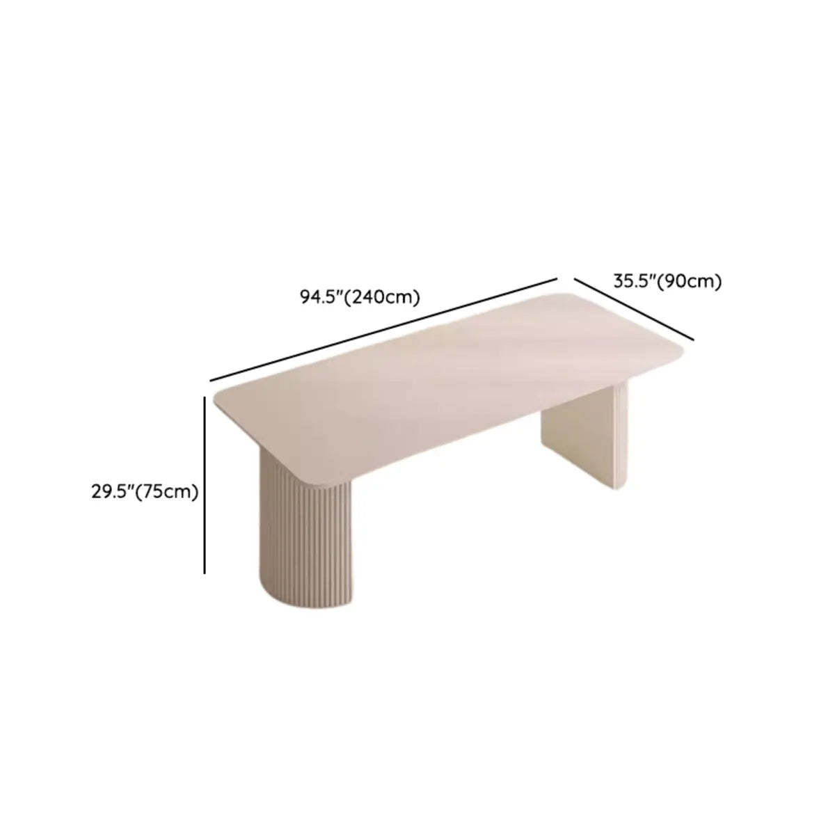 Minimalist White Rectangular Stone Conference Table for 6