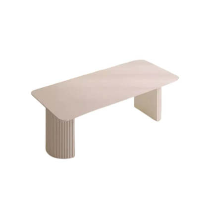 Minimalist White Rectangular Stone Conference Table for 6 — Table Only