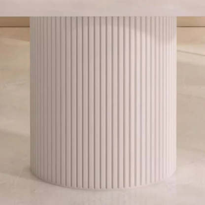 Minimalist White Rectangular Stone Conference Table for 6 — Table Only