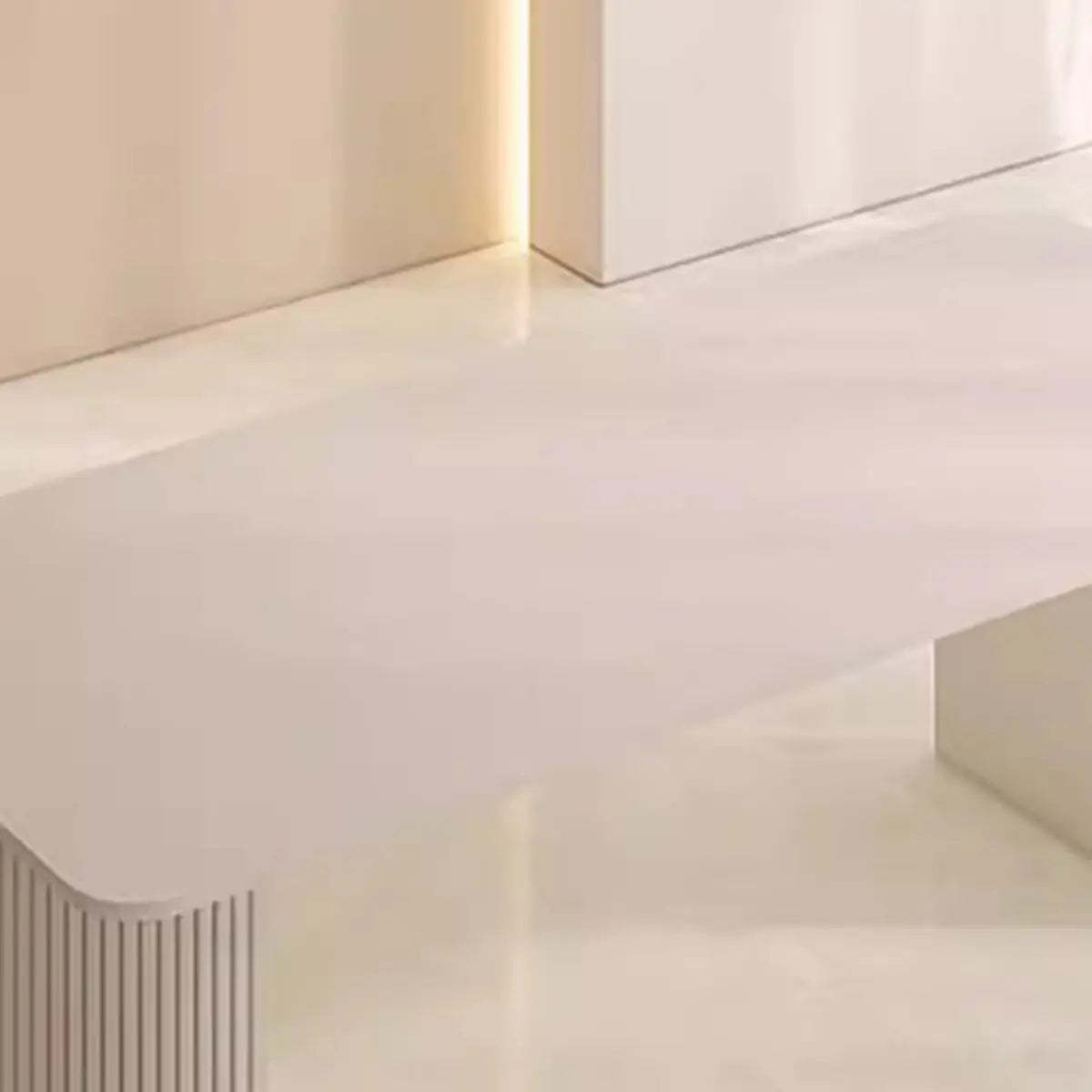 Minimalist White Rectangular Stone Conference Table for 6 — Table Only