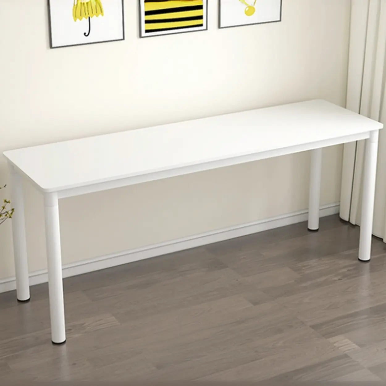 Minimalist White Wood Double Writing Desk — Table Only