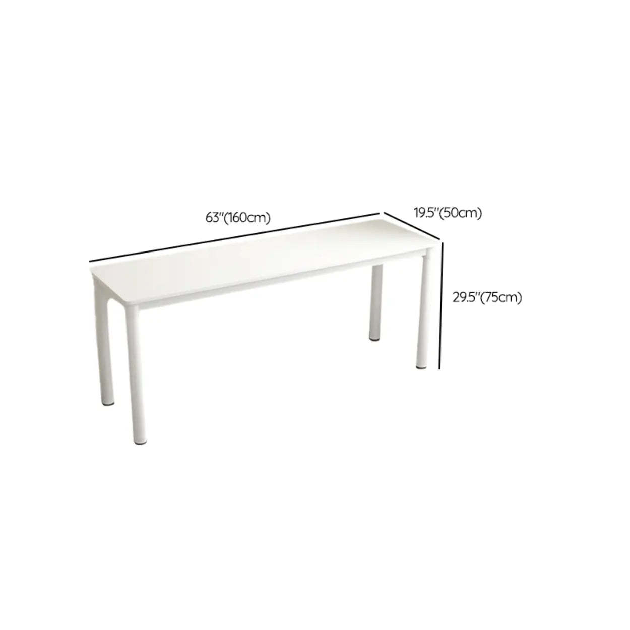 Minimalist White Wood Double Writing Desk — Table Only