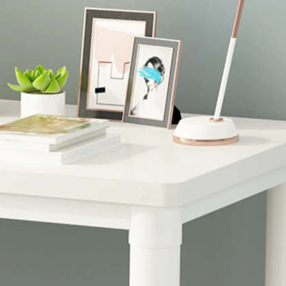 Minimalist White Wood Double Writing Desk — Table Only