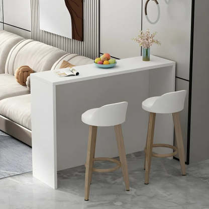 Minimalist White Wood Living Room Bar Table — Natural Finish / Table Only