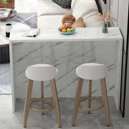 Minimalist White Wood Living Room Bar Table