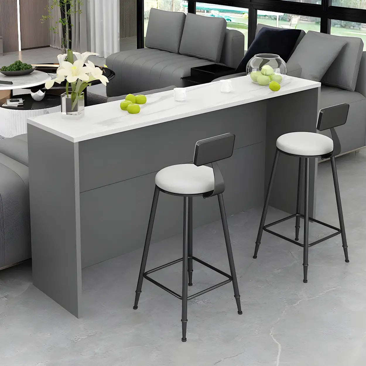 Minimalist White Wood Living Room Bar Table