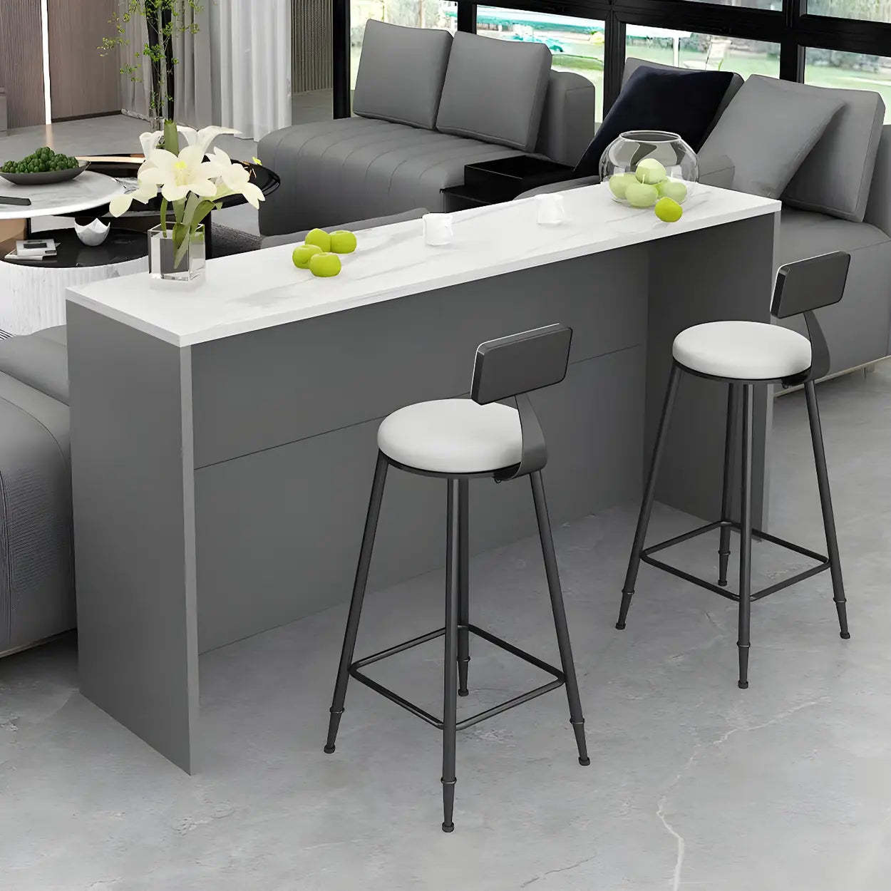 Minimalist White Wood Living Room Bar Table