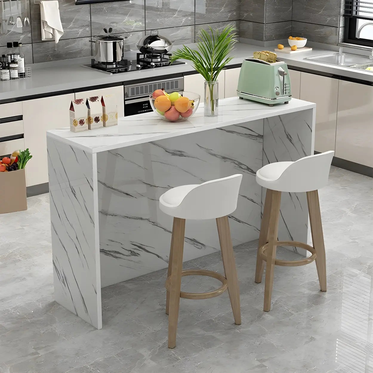 Minimalist White Wood Living Room Bar Table