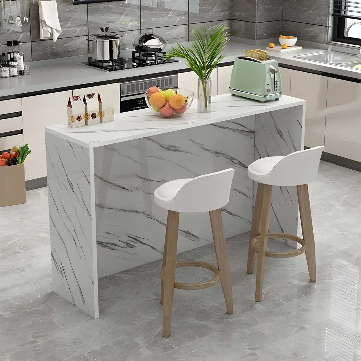 Minimalist White Wood Living Room Bar Table