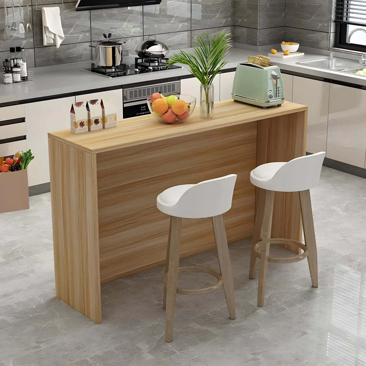 Minimalist White Wood Living Room Bar Table