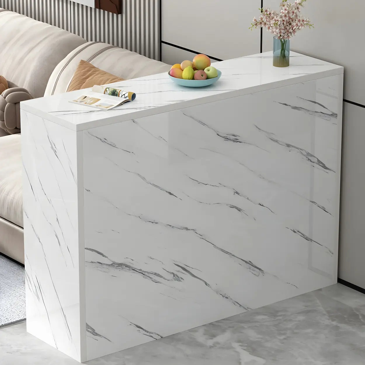 Minimalist White Wood Living Room Bar Table