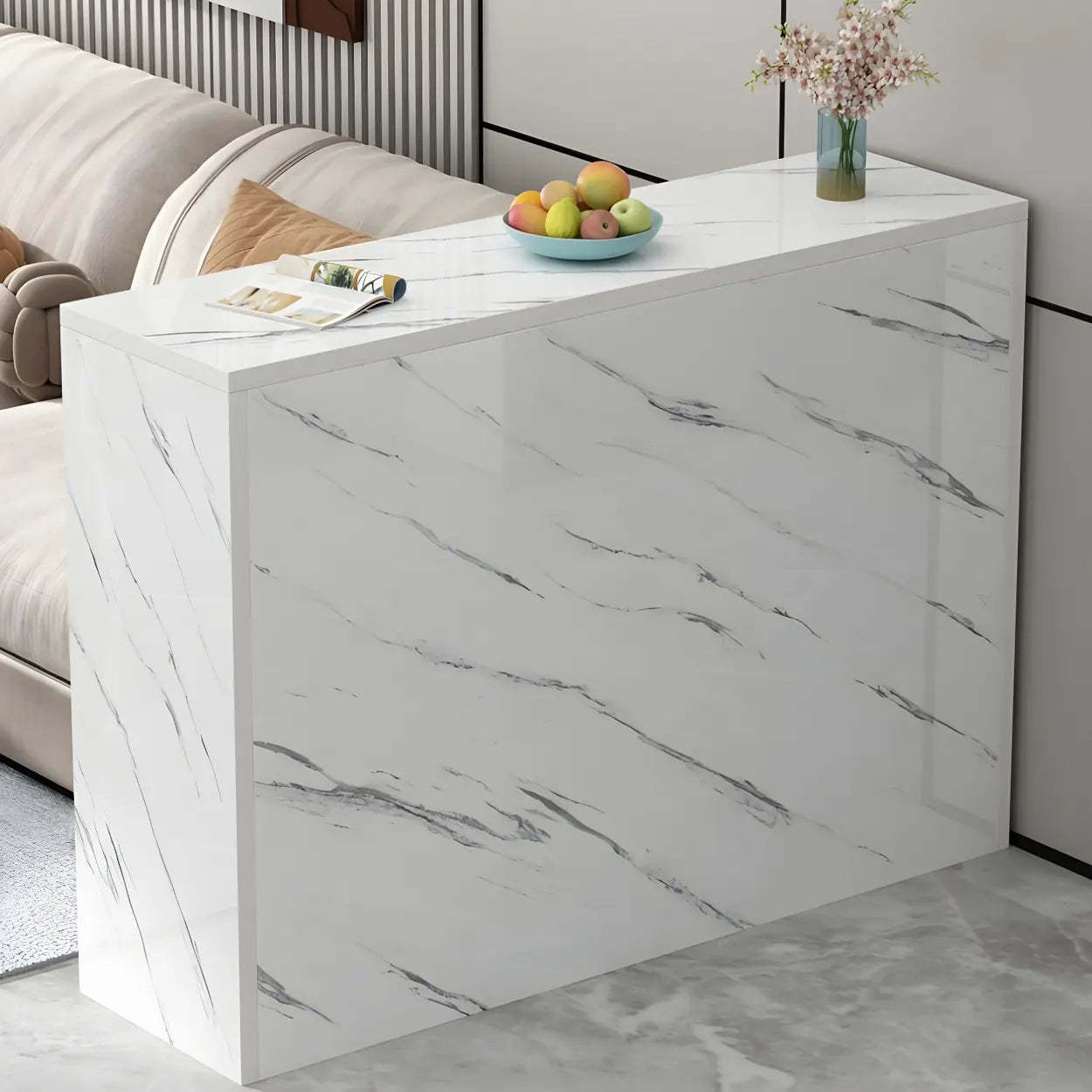 Minimalist White Wood Living Room Bar Table