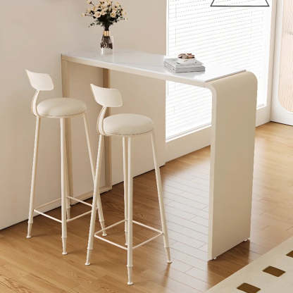 Minimalist White Slim Rectangular Quartz Bar Table — Table Only