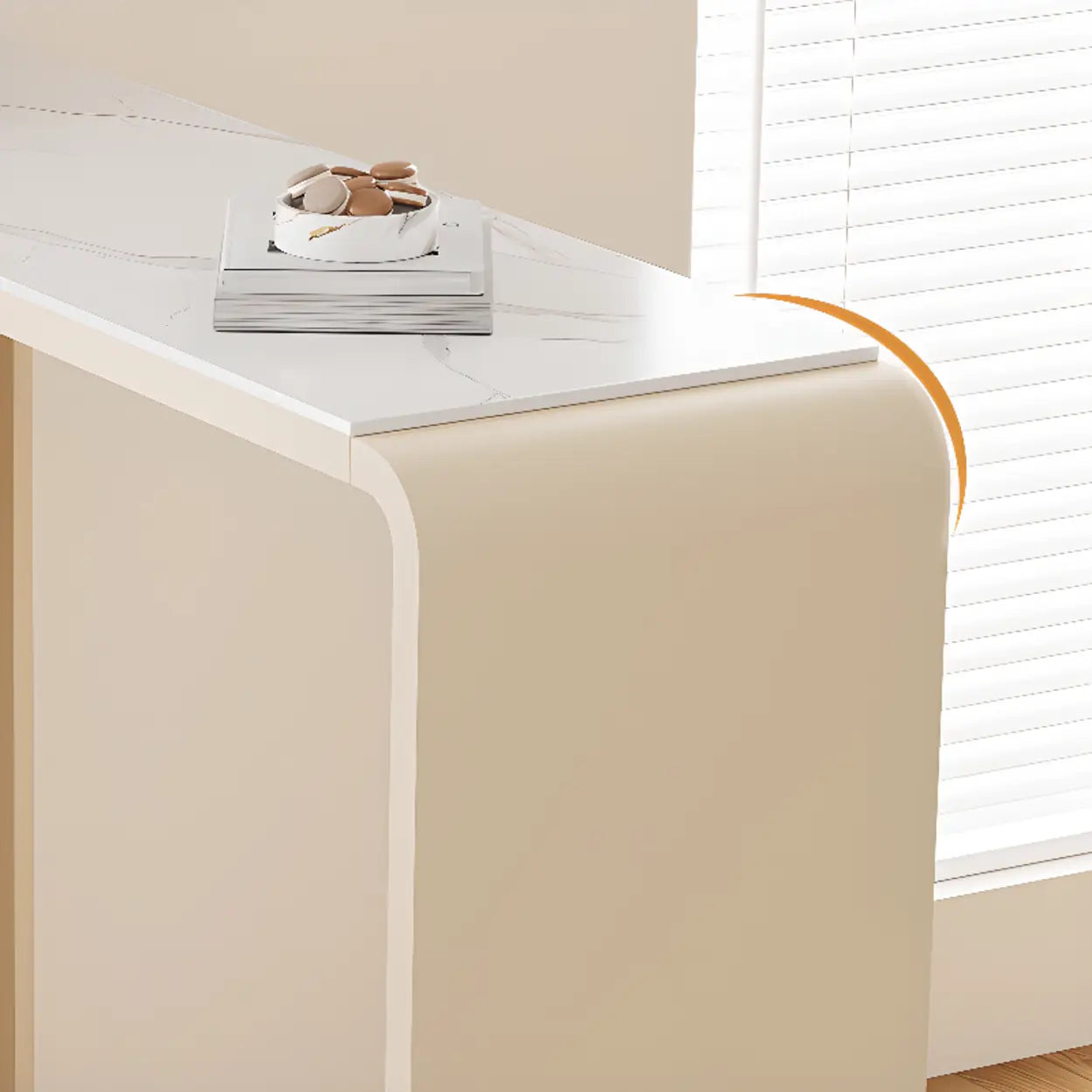 Minimalist White Slim Rectangular Quartz Bar Table — Table Only