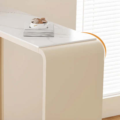 Minimalist White Slim Rectangular Quartz Bar Table — Table Only
