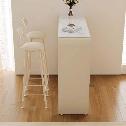 Minimalist White Slim Rectangular Quartz Bar Table — Table Only