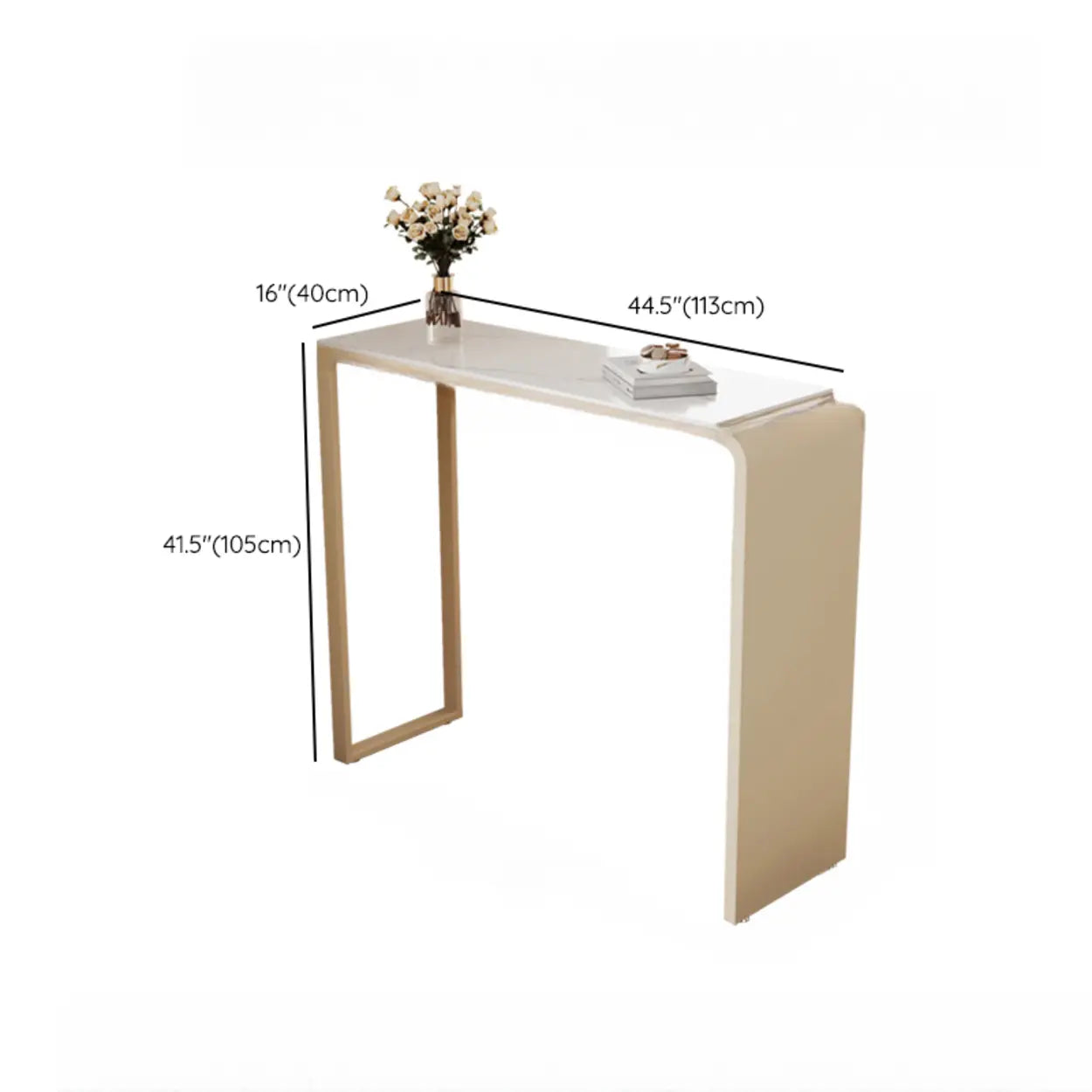 Minimalist White Slim Rectangular Quartz Bar Table