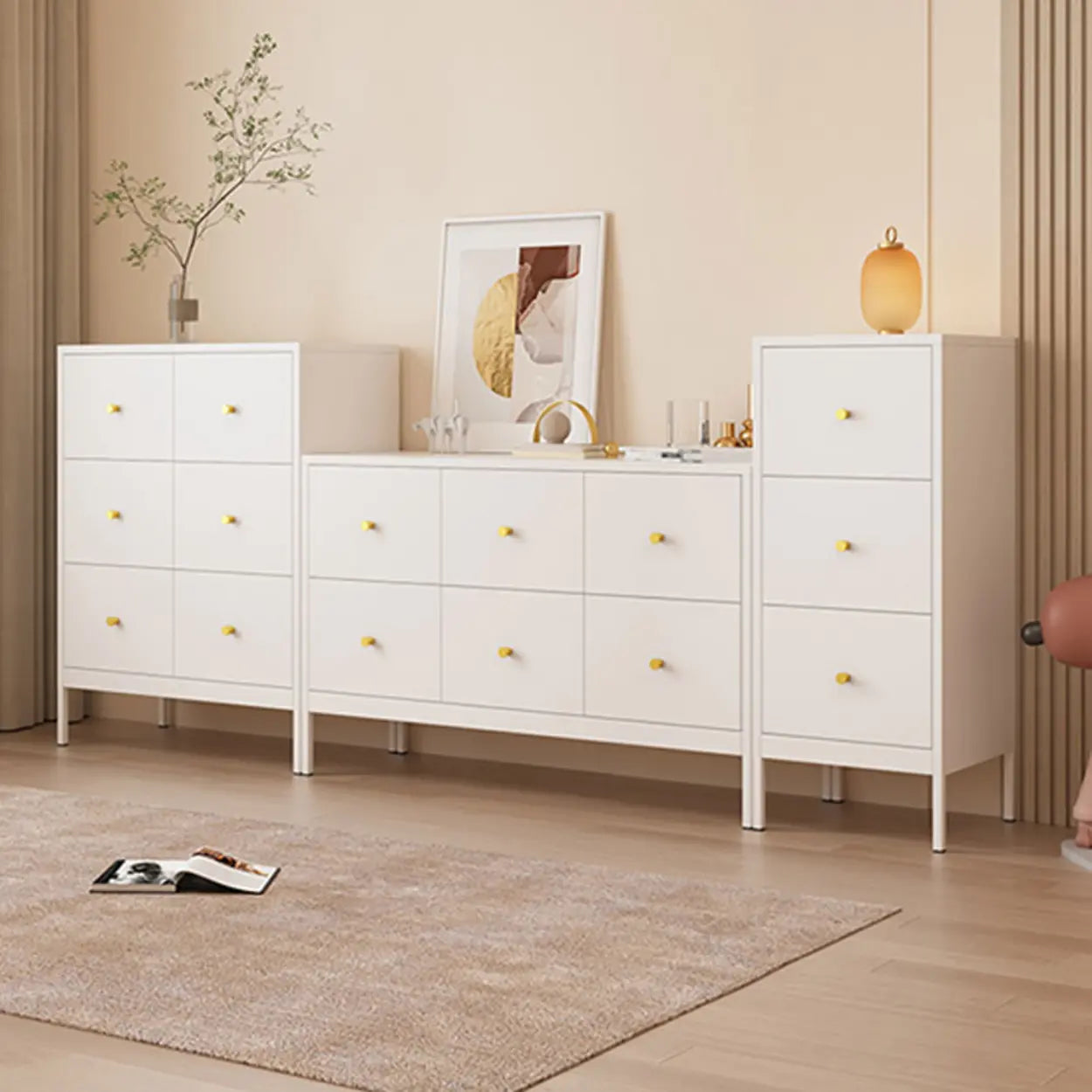 Minimalist White Steel Vertical Drawer Dresser — Black / 3