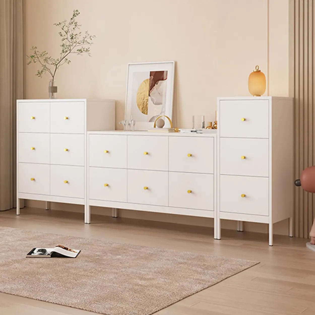 Minimalist White Steel Vertical Drawer Dresser — Black / 3